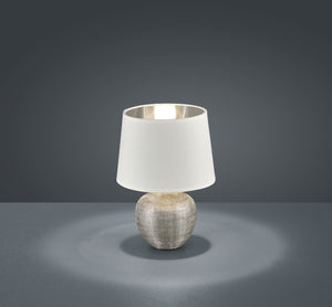 Lampada Tavolo Abat Jour Elegante Ceramica Argento Bianca Luperor GD Trio