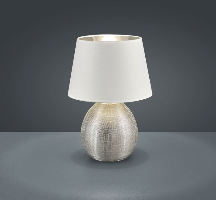 Lampada Tavolo Abat Jour Elegante Moderna Ceramica Argento 36 cm Luperor GD Trio