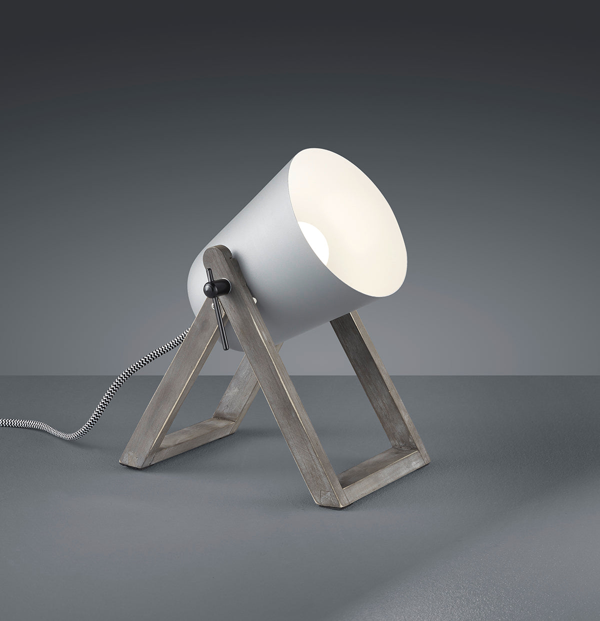 Lampada Tavolo con Piedi Cavalletto Legno Grigio Marc GD Trio