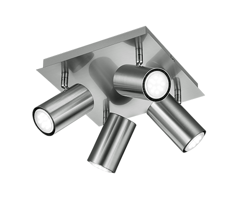 Plafoniera Soffitto Interno Quadrata 4 Faretti Spot Acciaio Marley GD Trio