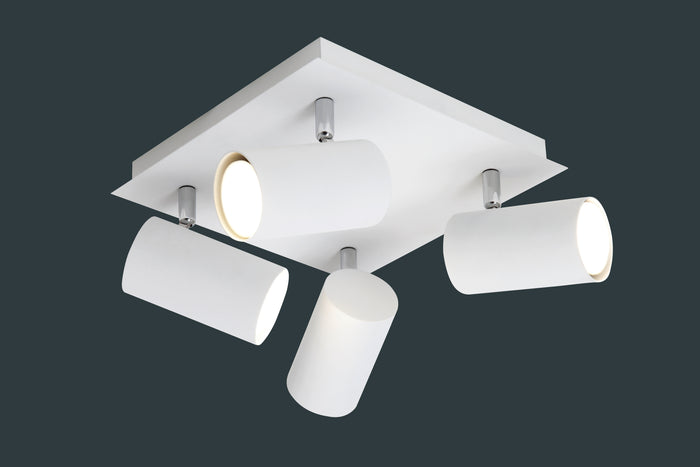 Plafoniera Soffitto Interno Quadrata 4 Faretti Spot Bianco Marley GD Trio