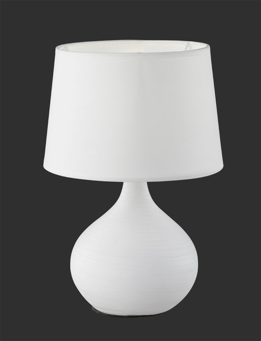 Lampada Tavolo Abat Jour Elegante Ceramica Paralume Bianca Martin GD Trio