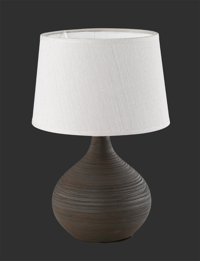 Lampada Tavolo Abat Jour Elegante Ceramica Paralume Marrone Martin GD Trio