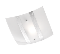 Applique Soffitto Interno Vetro Bianco e Foglia Argento 30x30 cm Nikosia GD Trio