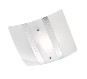 Applique Soffitto Interno Vetro Bianco e Foglia Argento 30x30 cm Nikosia GD Trio