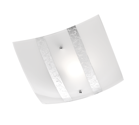 Applique Soffitto Interno Vetro Bianco e Foglia Argento 30x30 cm Nikosia GD Trio