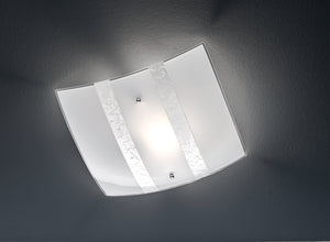 Applique Soffitto Interno Vetro Bianco e Foglia Argento 30x30 cm Nikosia GD Trio