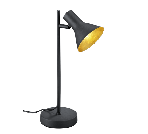 Lampada tavolo Studio Scrivania Asta e Diffusore Metallo Nero Oro Nina GD Trio