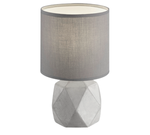 Lampada Tavolo Base Cemento a Rombi Paralume Grigio H 28 cm Pike GD Trio