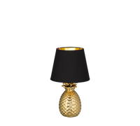 Lampada Tavolo Ceramica Ananas Argento Paralume Nero Pineapple GD Trio