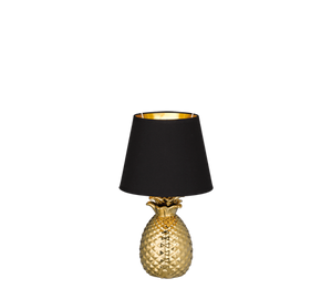 Lampada Tavolo Ceramica Ananas Argento Paralume Nero Pineapple GD Trio