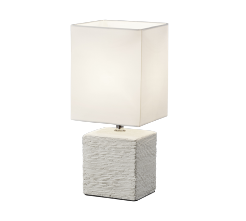 Lampada Tavolo Abat Jour Ceramica Paralume Bianco Quadrato Ping GD Trio