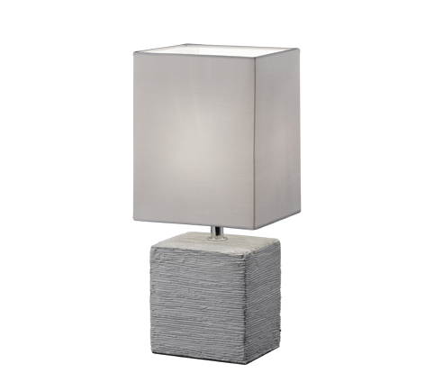 Lampada Tavolo Abat Jour Ceramica Paralume Grigio Quadrato Ping GD Trio