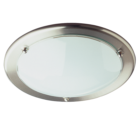 Plafoniera Soffitto Tonda 42W Acciaio Vetro Opale 30 cm Primo GD Trio