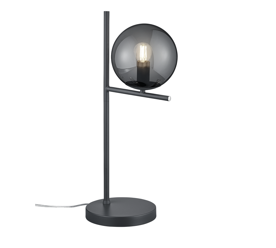 Lampada da Tavolo Studio Scrivania E14 4W Antracite Sfera Fume 52cm Pure GD Trio