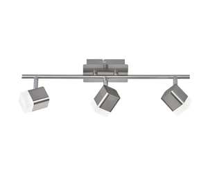 Faretti a Soffitto 3 Spots Led Quadrati Acciaio Satinato Roubaiper GD Trio