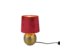 Lampada Tavolo Abat Jour Comodino Ceramica Oro Velluto Rosso Sophia GD Trio