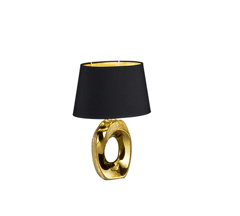 Lampada Tavolo Abat Jour Ceramica Argento Paralume Nero Oro Taba GD Trio