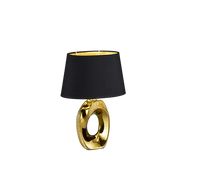 Lampada Tavolo Abat Jour Ceramica Argento Paralume Nero Oro Taba GD Trio