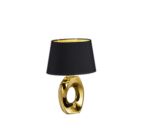 Lampada Tavolo Abat Jour Ceramica Argento Paralume Nero Oro Taba GD Trio