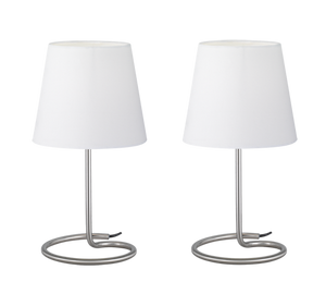 Lampade Tavolo 2 Abat Jour Comodino Camera Moderna Bianco Twin GD Trio