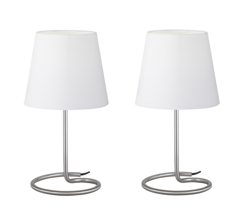 Lampade Tavolo 2 Abat Jour Comodino Camera Moderna Bianco Twin GD Trio