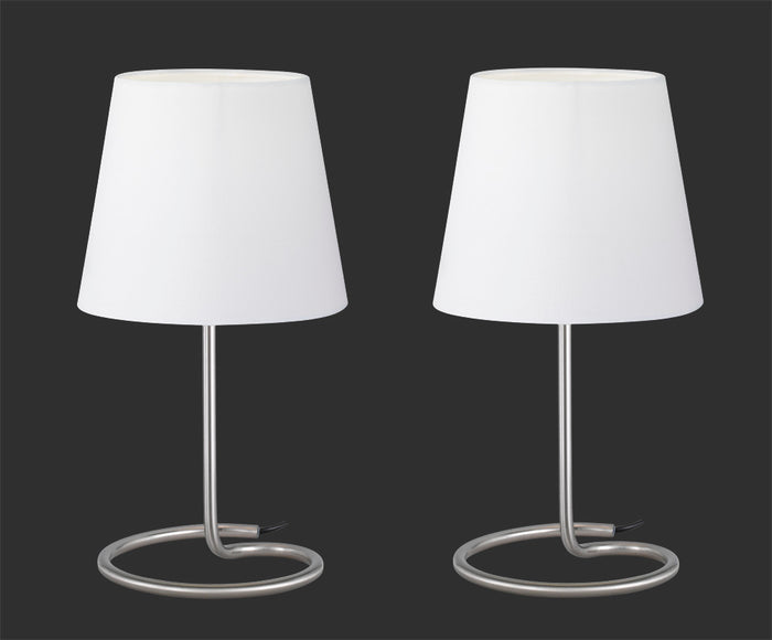 Lampade Tavolo 2 Abat Jour Comodino Camera Moderna Bianco Twin GD Trio