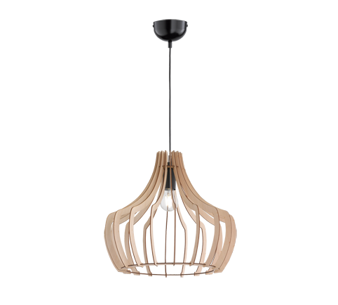 Lampada Sospensione Campana Listelli di Legno 4.5W E27 Wood GD Trio