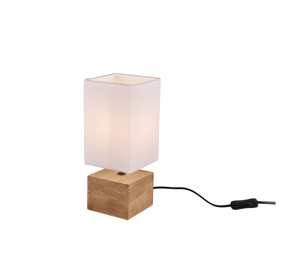 Lampada Tavolo Abat Jour Led in Legno Paralume Bianco Woody GD Trio