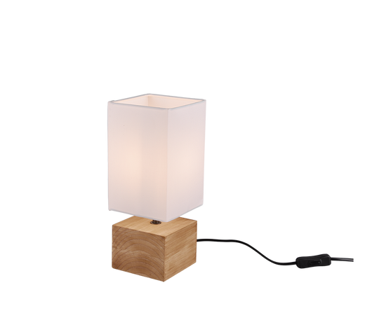 Lampada Tavolo Abat Jour Led in Legno Paralume Bianco Woody GD Trio