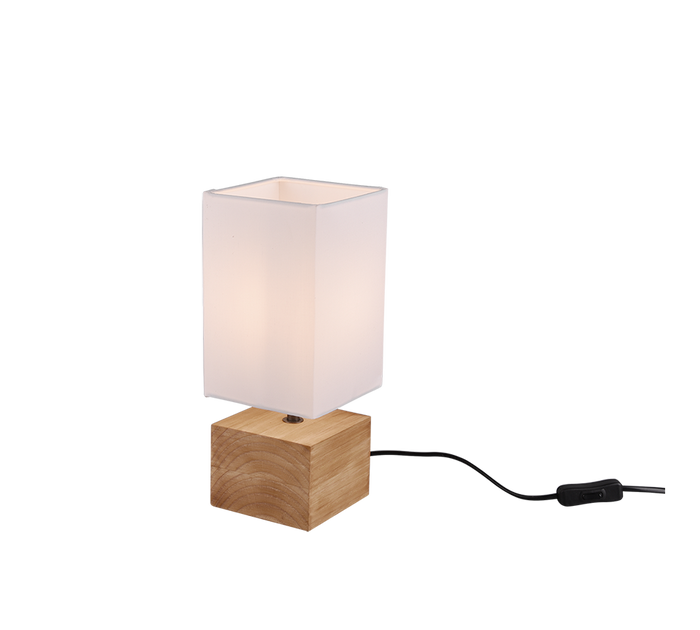 Lampada Tavolo Abat Jour Led in Legno Paralume Bianco Woody GD Trio