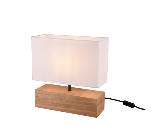 Lampada Tavolo Abat Jour Led in Legno Paralume Bianco 30 cm Woody GD Trio