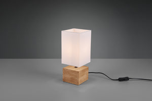 Lampada Tavolo Abat Jour Led in Legno Paralume Bianco Woody GD Trio