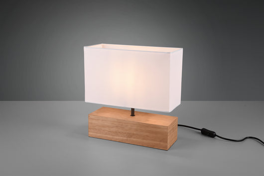 Lampada Tavolo Abat Jour Led in Legno Paralume Bianco 30 cm Woody GD Trio