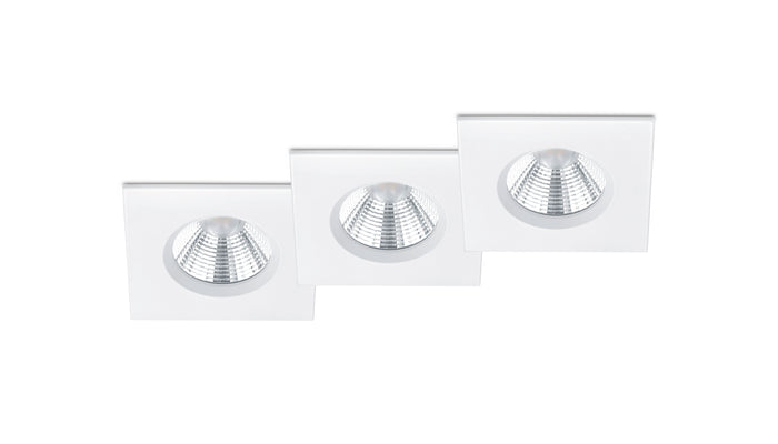 Faretti da Incasso Led Interno Soffitto Quadrato Cromo 8,5 3 Pz Zagros GD Trio