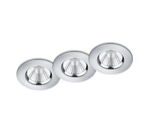 Faretto da Incasso Led Interno Soffitto Rotondo Cromo 3Pz Zagros GD Trio