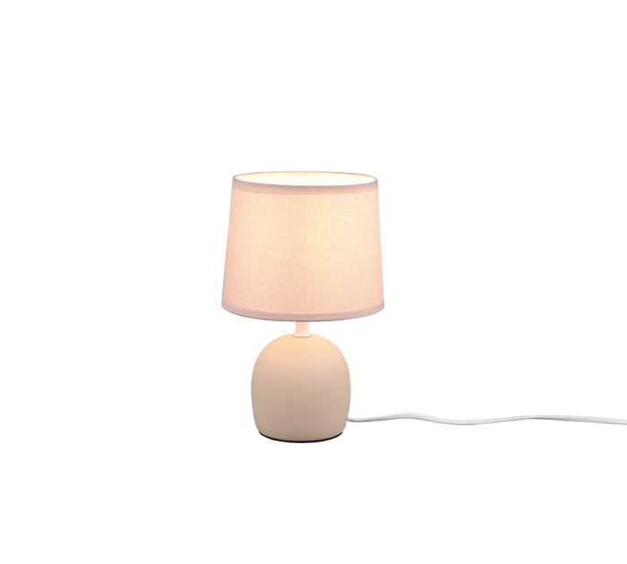 Lampada Tavolo Abat Jour Ceramica Paralume Beige 26cm Malu GD Trio