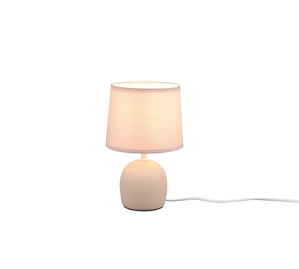 Lampada Tavolo Abat Jour Ceramica Paralume Beige 26cm Malu GD Trio