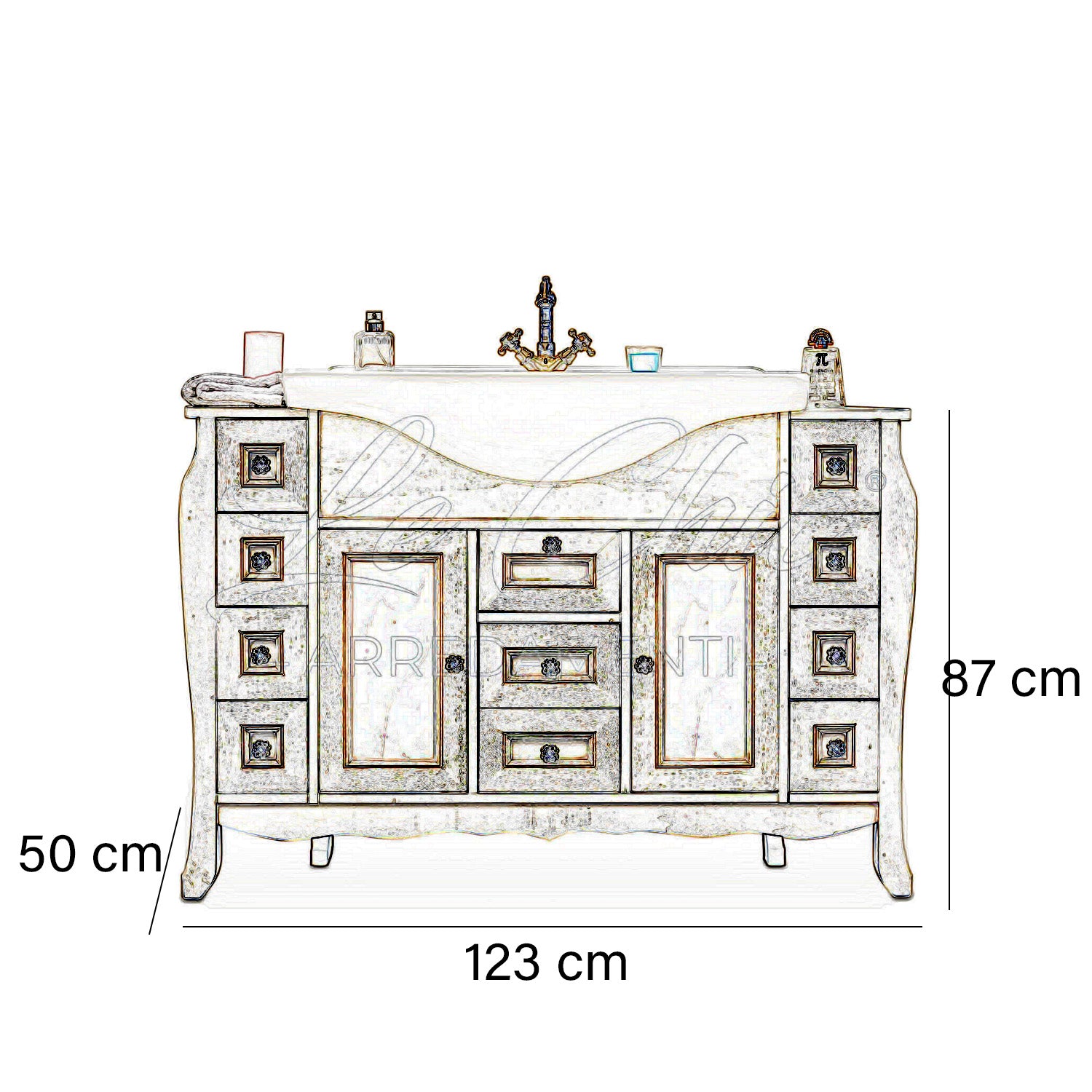 Mobile bagno avorio con colonna