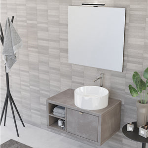 Composizione bagno sospesa Nyumba a 1 cassetto e vano a giorno con lavabo, specchio e lampada LED e pensile 80x40 cm grigio caldo