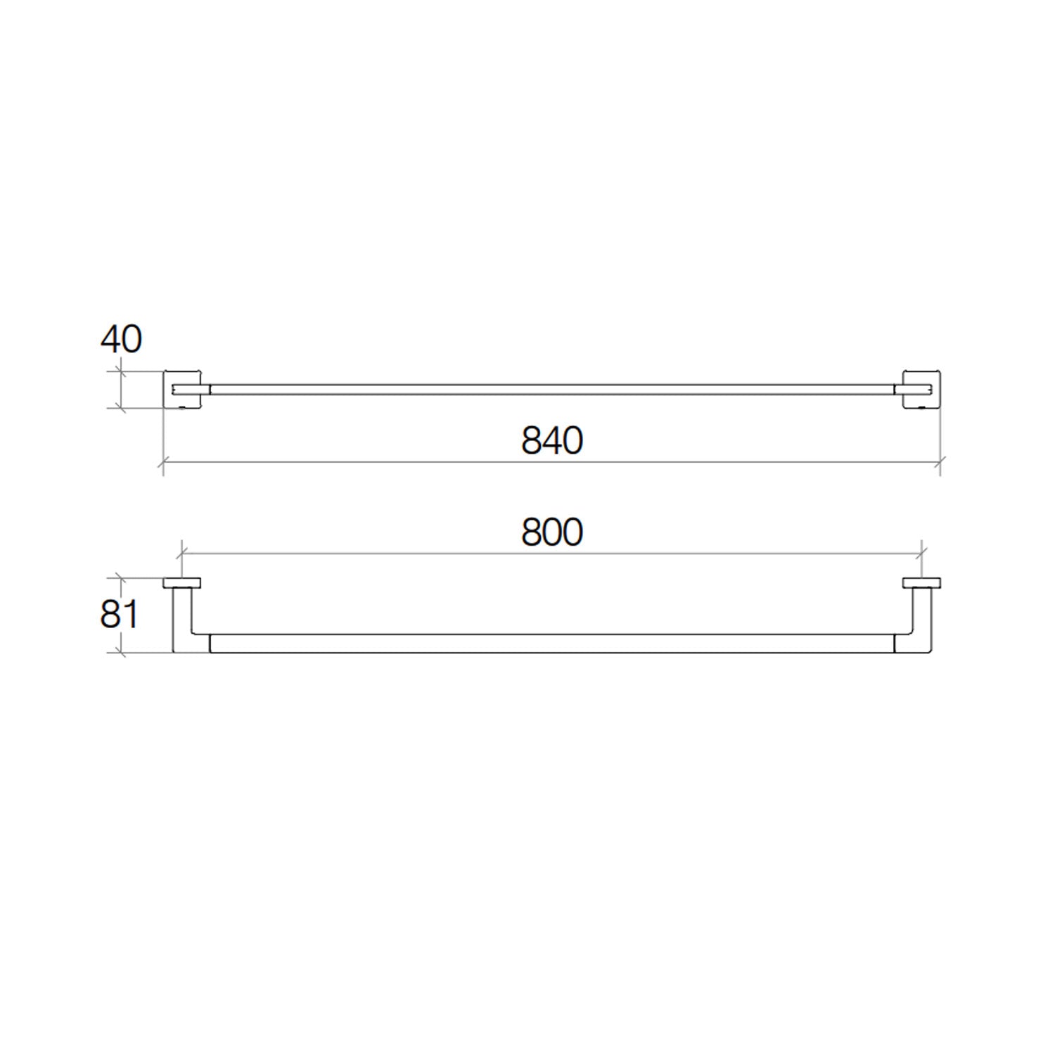 Porta asciugamani in ottone da fissare a parete collezione Dado di Lineabeta - Metallo satinato 840mm