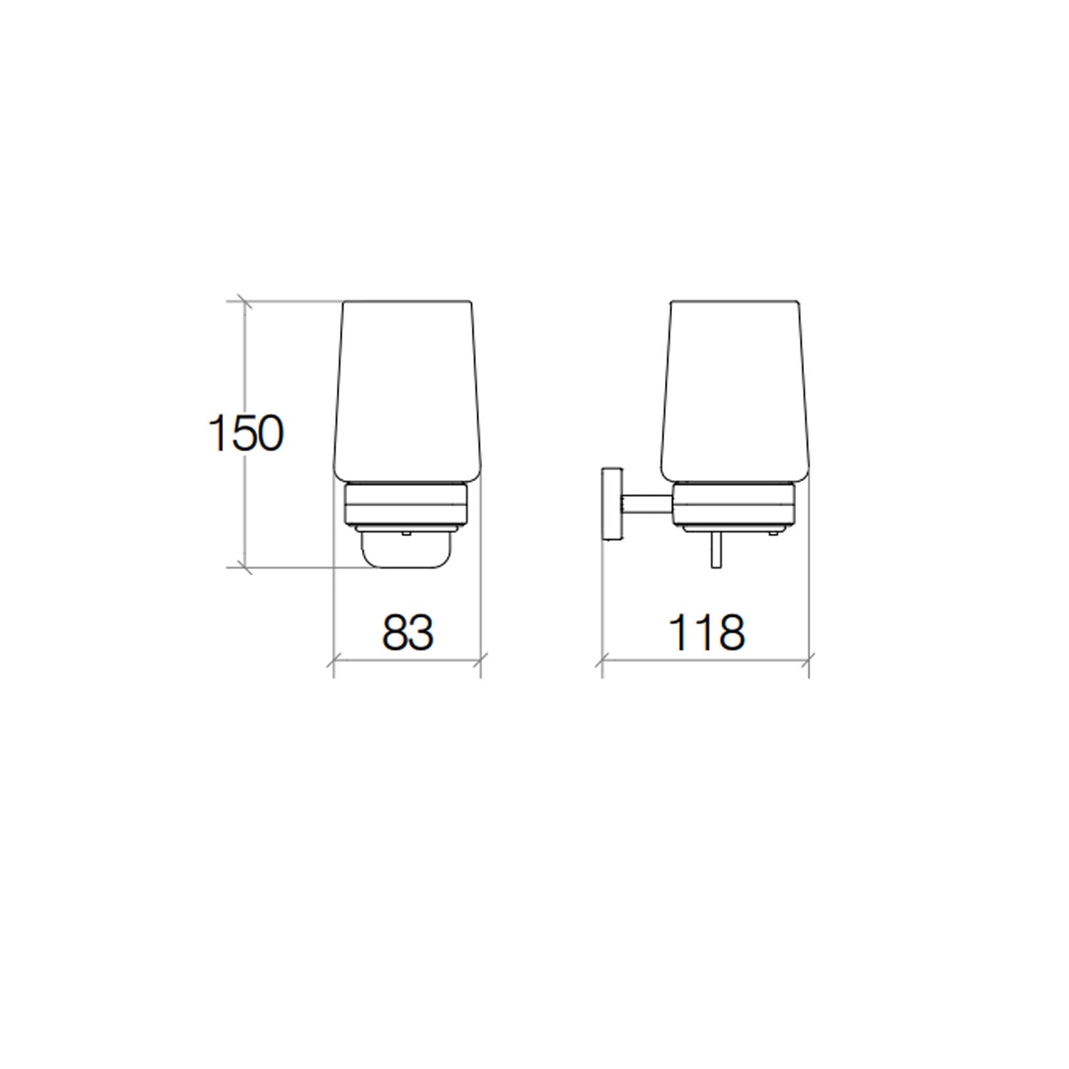 Dispenser sapone con leva e supporto oro da fissare a parete collezione Dado di Lineabeta 150ml