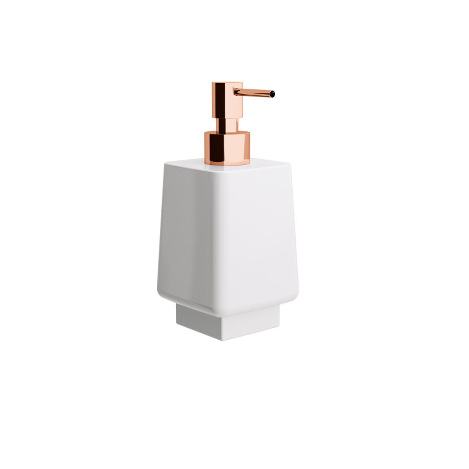 Dispenser sapone in ceramica bianca collezione Dado di Lineabeta 250ml - dosatore oro rosa