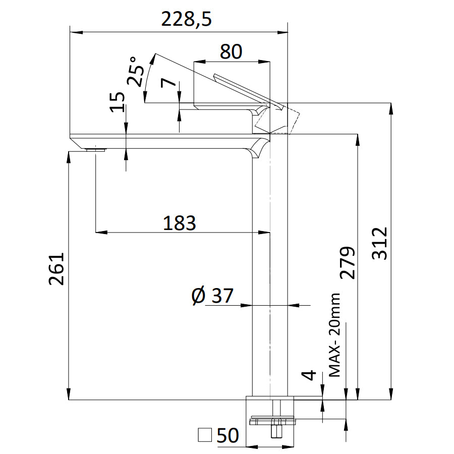 Miscelatore monocomando alto lavabo Rubinetterie Mariani linea Avenue 