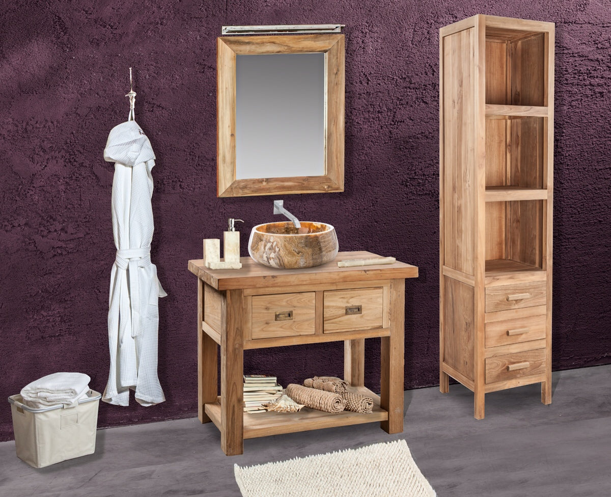 Mobile bagno 'Essenza Cabinet' in legno Teak cm 45x45x200h by Cipi