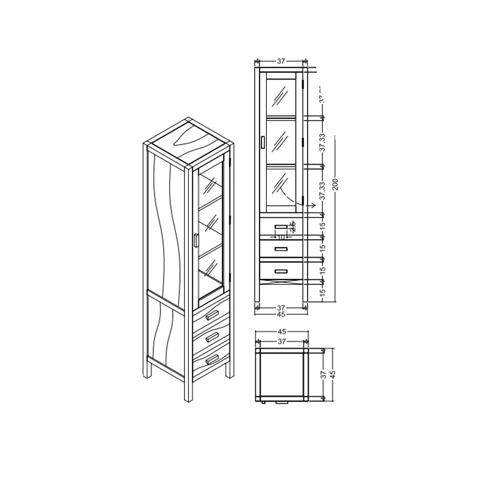 Mobile bagno 'Essenza Cabinet' in legno Teak cm 45x45x200h by Cipi