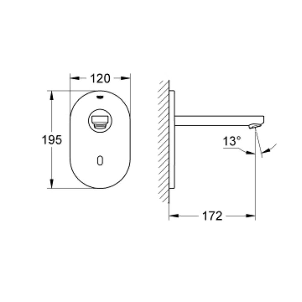 Rubinetto elettronico per lavabo a corrente ad incasso Grohe Euroeco