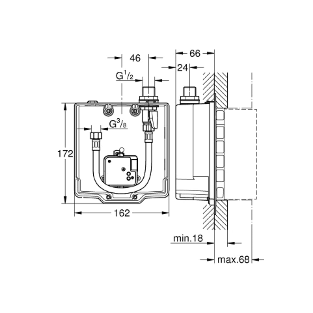 Corpo miscelatore elettronico per lavabo a corrente Euroeco con codice 273-H36273