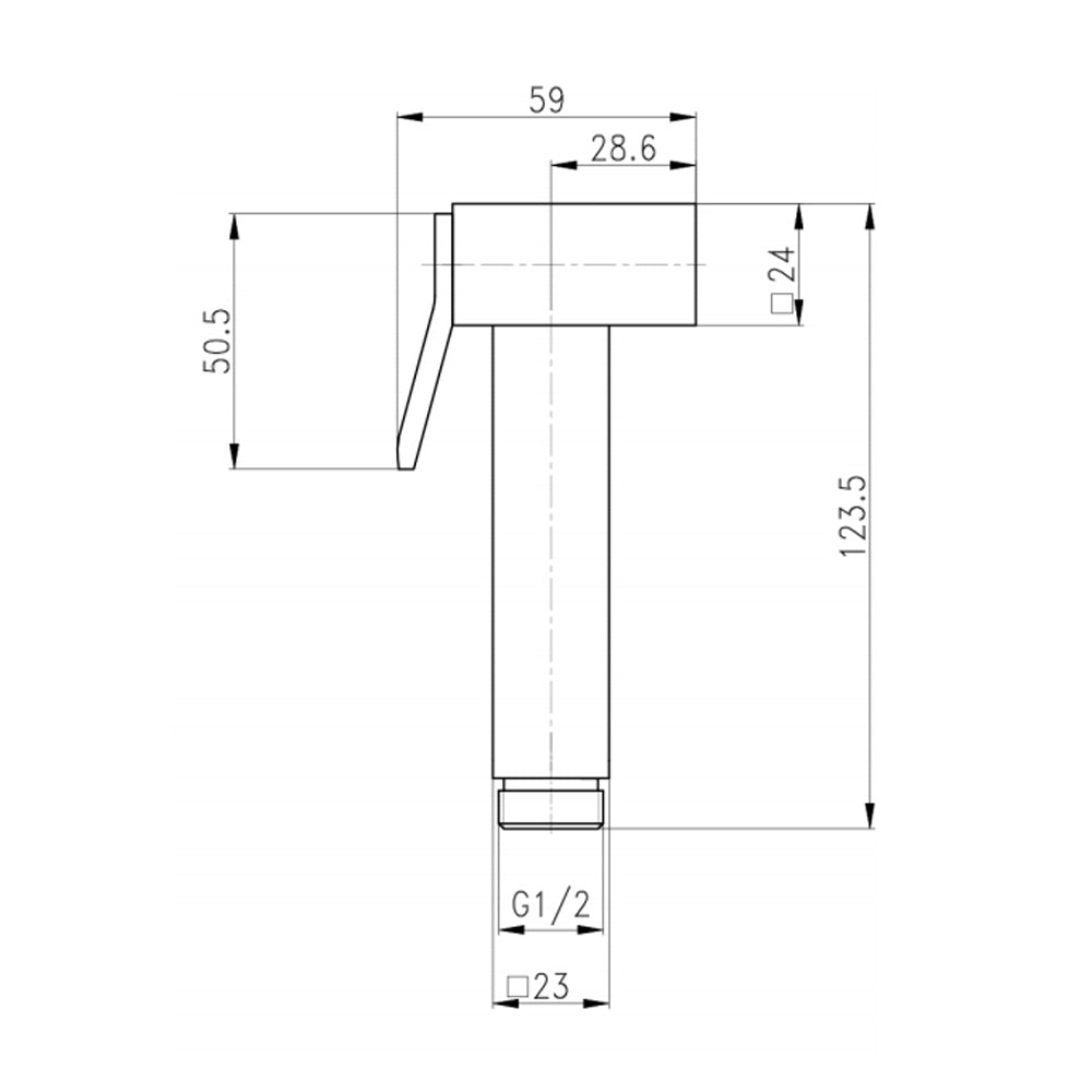 Idroscopino doccetta wc/bidet in ottone modello Maya squadrato con pulsante Ares