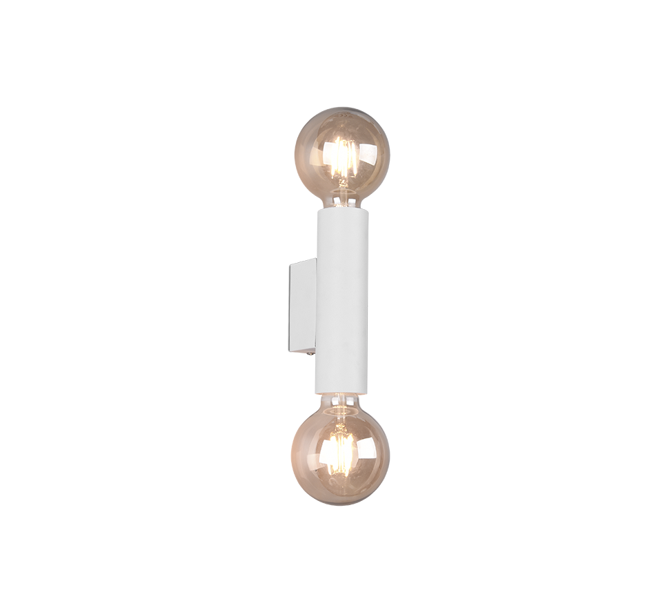 Applique Interno a Parete Cilindro Doppia Luce Bianco Vannes GD Trio